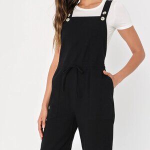Lulu's Verona Black Drawstring Wide-Leg Jumpsuit